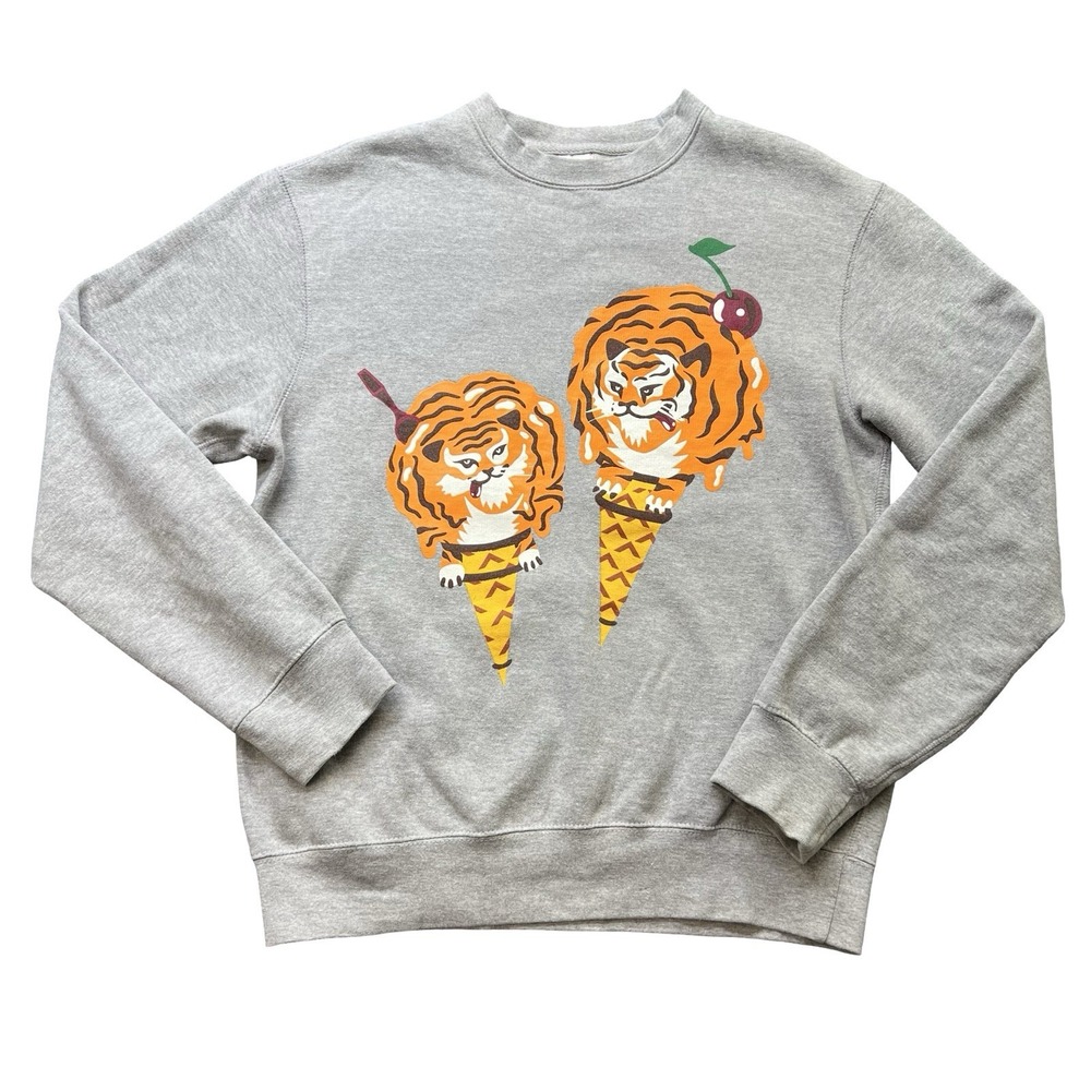 ICECREAM BBC Tiger Ice Cream Cone Crewneck Sweatshirt Gray Pharrell Mens M